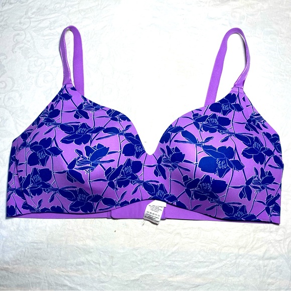 KNIX Wing Woman Contour Bra Violet Magnolia Sz 5 38 40 Wireless Bralette Floral - Picture 2 of 14